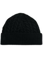 Aspesi Cable Knit Beanie - Black