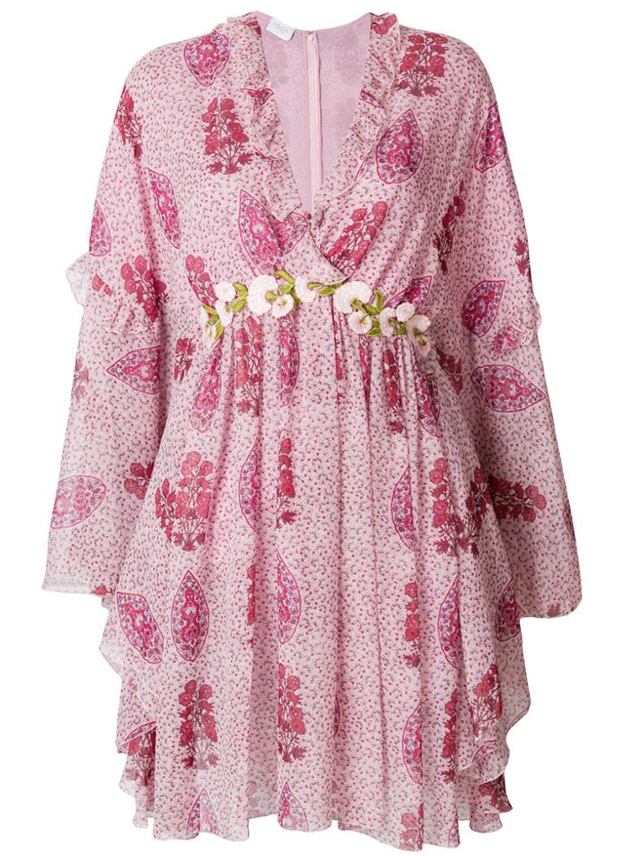 Giambattista Valli Floral Long-sleeved Dress - Pink & Purple