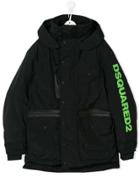 Dsquared2 Kids Teen Logo Print Padded Coat - Black