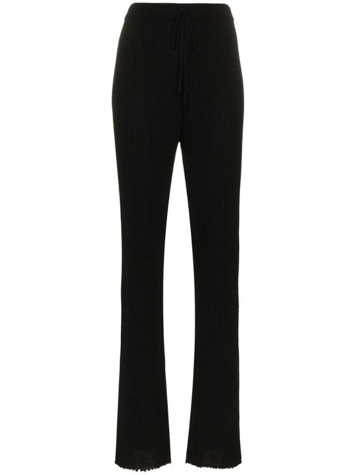 Marques'almeida Ribbed Flared Wool Trousers - Black
