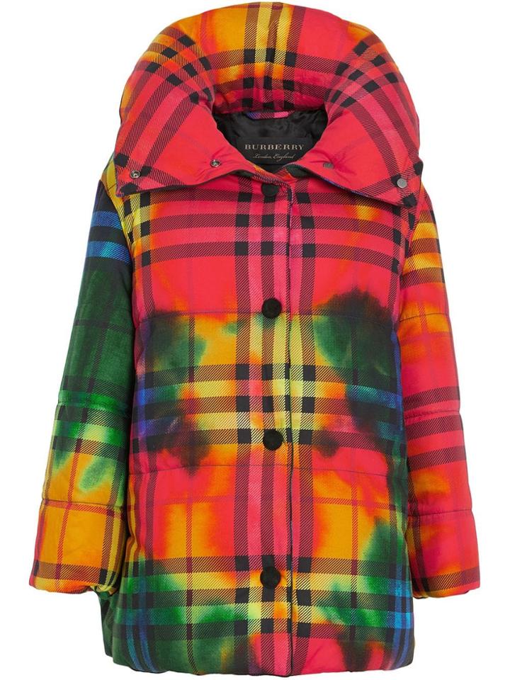 Burberry Tie-dye Vintage Check Down-filled Puffer Coat - Red