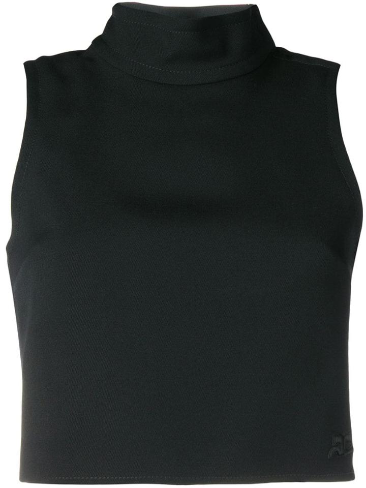 Courrèges Mock Neck Crop Top - Black