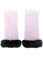 N.peal Fur-trim Knitted Gloves - Pink