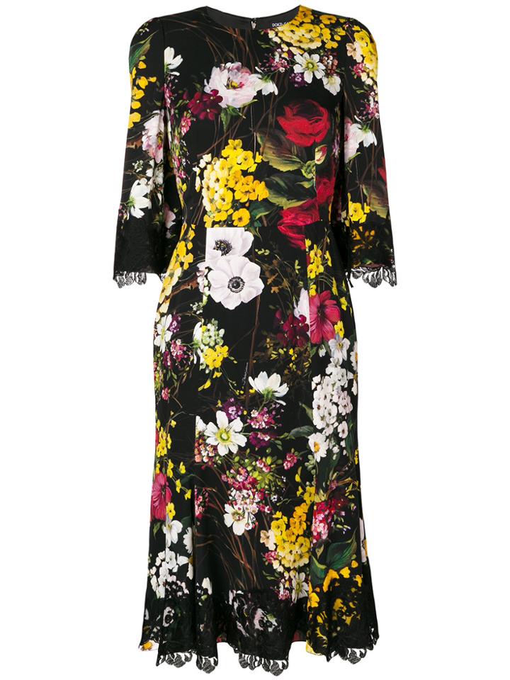 Dolce & Gabbana Lace Detail Floral Dress - Multicolour