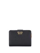 Prada Lettering Logo Leather Wallet - Black