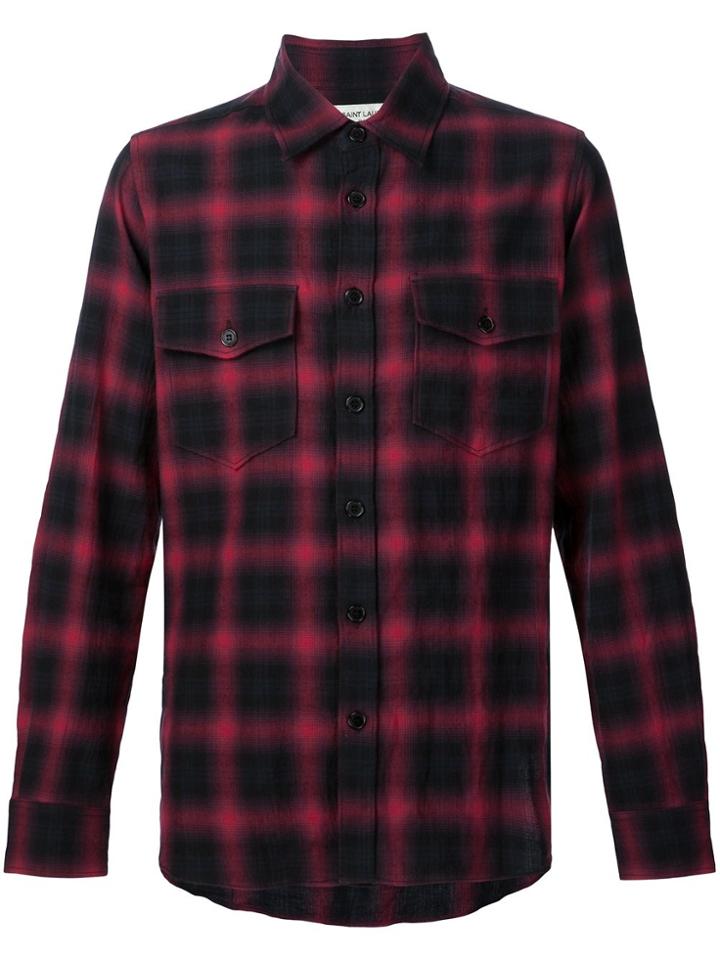 Saint Laurent Checked Shirt - Pink & Purple