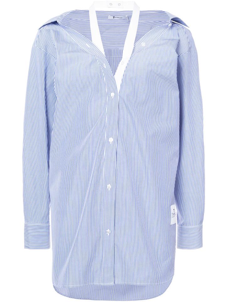 T By Alexander Wang Striped Poplin Shirt - Blue