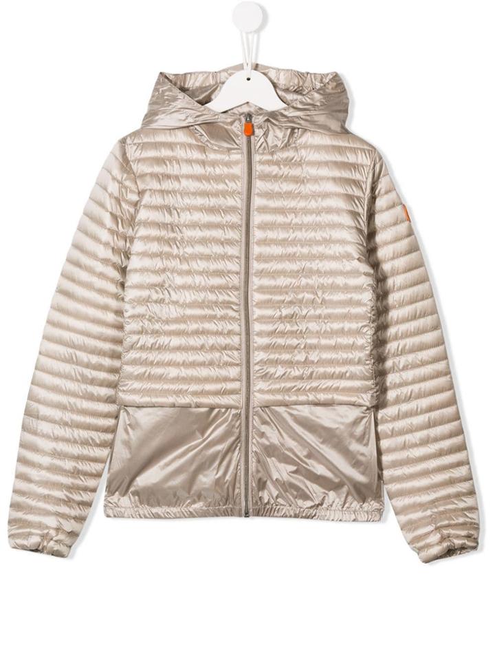 Save The Duck Kids Striped Hooded Jacket - Neutrals