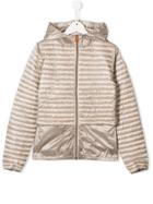 Save The Duck Kids Striped Hooded Jacket - Neutrals