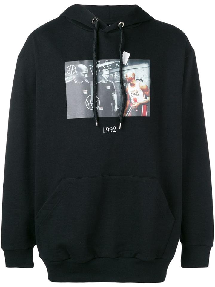 Throwback. Olympic Print Hooded Sweatshirt - Black