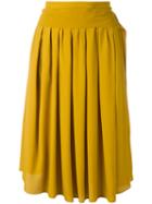 No21 Tie-fastening Midi Skirt, Women's, Size: 42, Yellow/orange, Silk/acetate