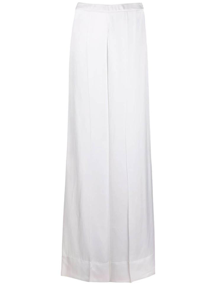 Jil Sander Satin Wide Leg Trousers - White