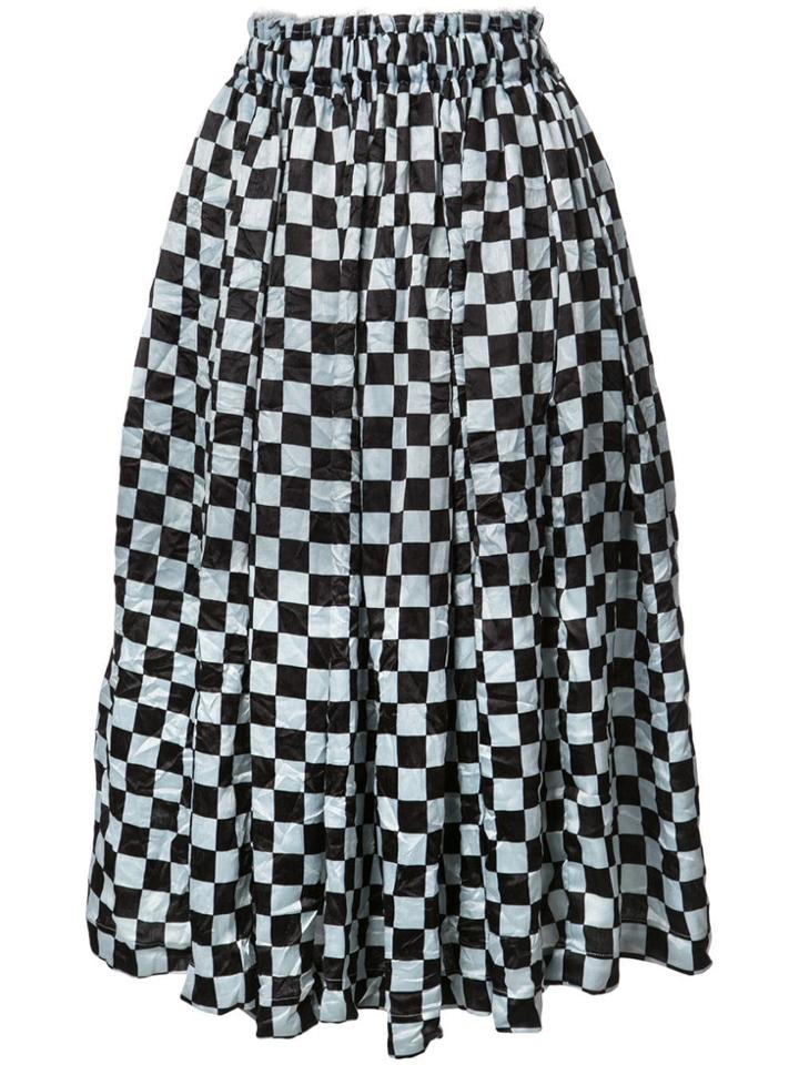 Comme Des Garçons Checkered Pattern Midi Skirt - Black