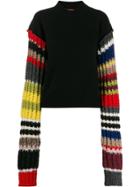 Colville Striped Sleeve Sweater - Black