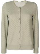Le Tricot Perugia - Punch Hole Knit Cardigan - Women - Silk/cashmere/virgin Wool - S, Green, Silk/cashmere/virgin Wool