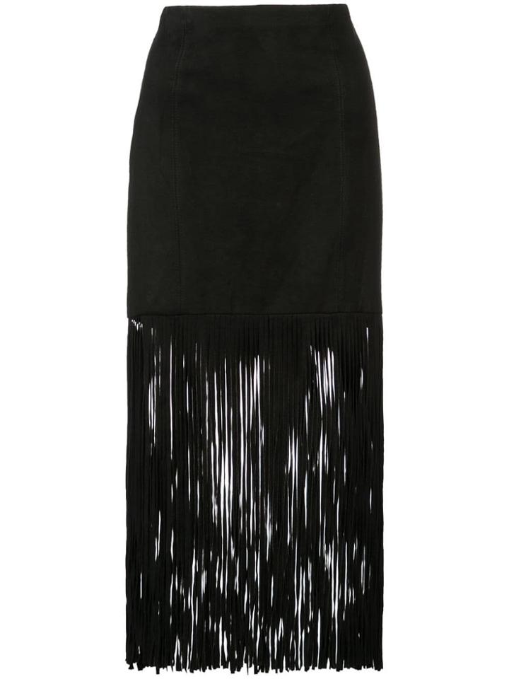 Alice+olivia Fringed Mid-calf Skirt - Black