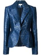 Delpozo One Button Blazer, Women's, Size: 42, Blue, Silk/cotton/polyester/viscose