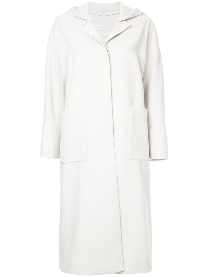 Estnation Zipped Hooded Coat - White