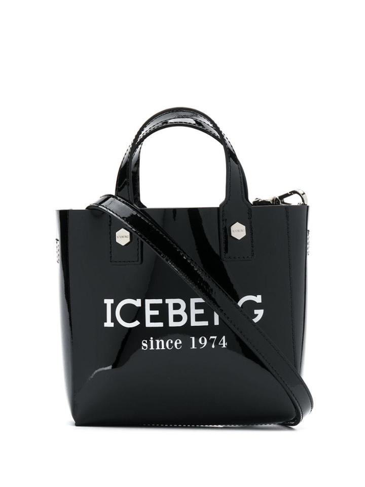 Iceberg Patent Mini Tote Bag - Black