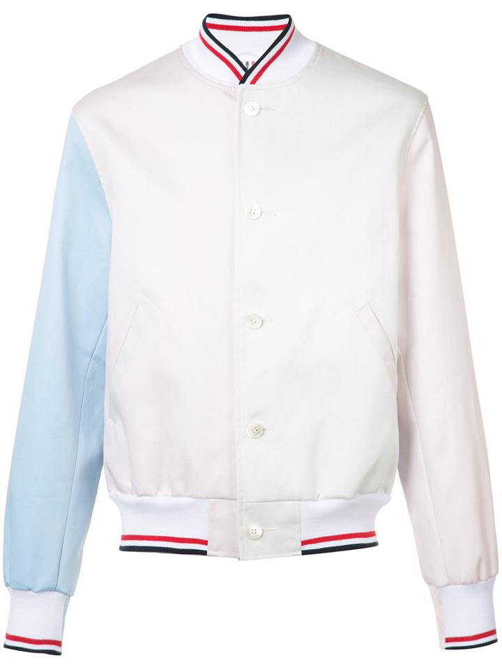 Thom Browne Contrast Sleeve Jacket, Men's, Size: 2, Pink/purple, Cupro/cotton/polyester
