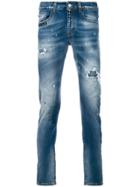 Frankie Morello Distressed Slim-fit Jeans - Blue