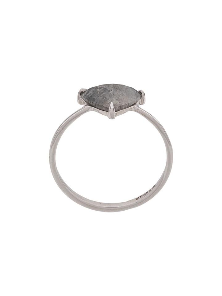 Niza Huang 18kt White Gold Tillion Cut Grey Diamond Ring - Silver