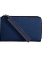 Burberry Two-tone Grainy Leather Travel Wallet - Blue