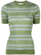 Courrèges Lamé Stripe Knitted Top - Green