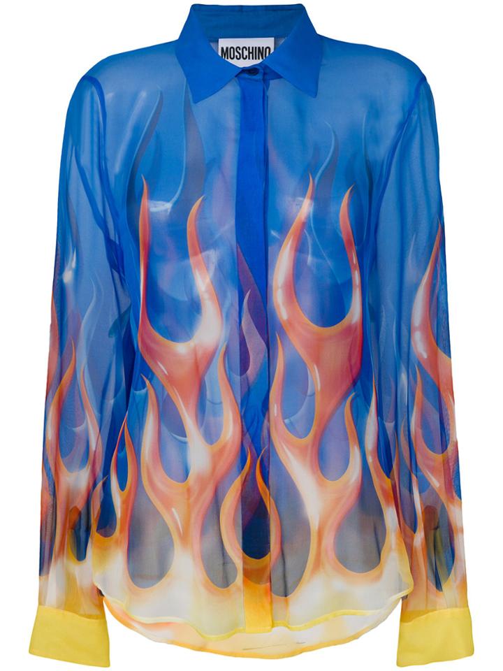 Moschino Flame Print Shirt - Blue