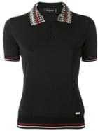 Dsquared2 - Crystal Collar Polo Shirt - Women - Silk/cotton/polyester/viscose - S, Black, Silk/cotton/polyester/viscose