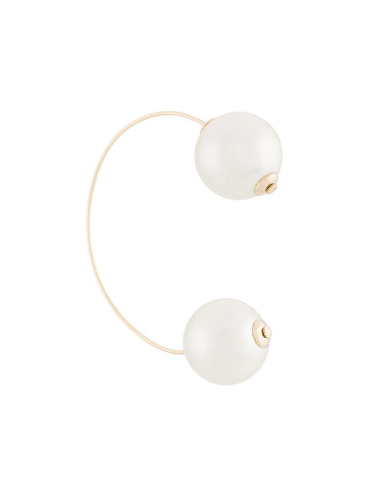 Simone Rocha Double Pearl Loop Earring, Women's, Metallic