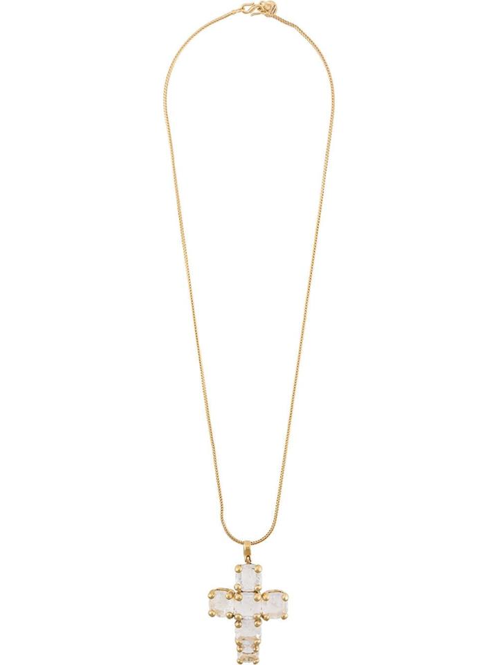 Goossens Stone-embellished Cross Pendant Necklace - Gold