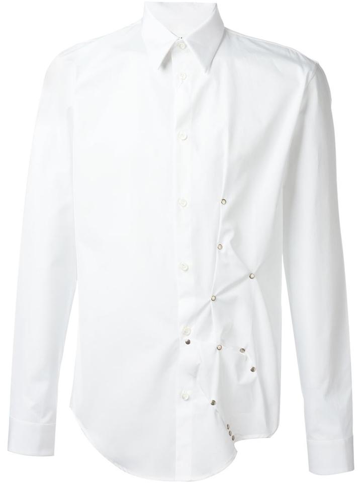 Maison Margiela Studded Asymmetric Shirt, Men's, Size: 50, White, Cotton