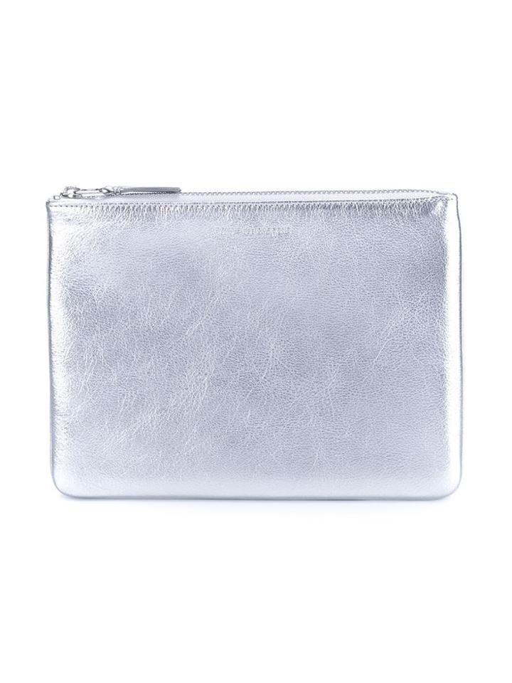 Comme Des Garçons Wallet 'silver' Zip Purse - Metallic
