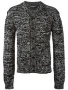 Dolce & Gabbana Flecked Knit Cardigan, Men's, Size: 48, Black, Silk/cotton