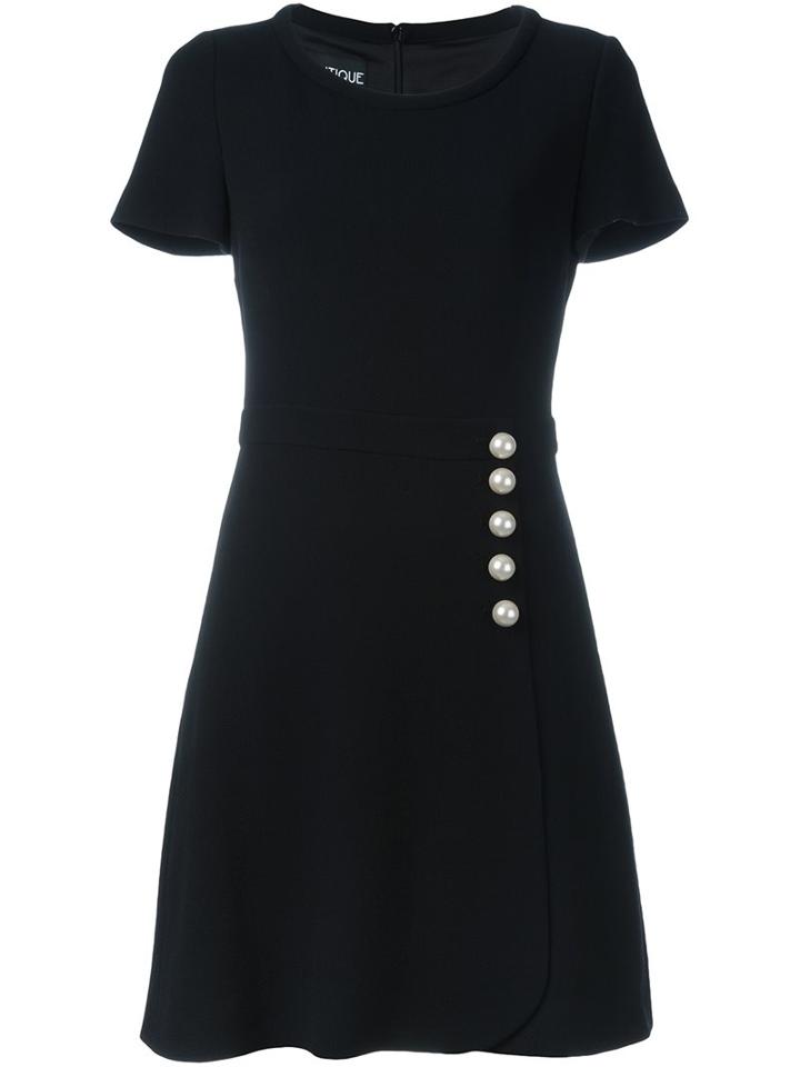 Boutique Moschino Pearl Buttons Dress, Women's, Size: 46, Black, Polyester/acetate/virgin Wool