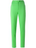 Maison Margiela Slim High Waisted Trousers, Women's, Size: 40, Green, Cotton/viscose/polyamide/spandex/elastane