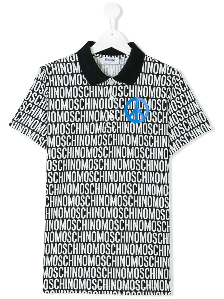 Moschino Kids Logo Print Polo Shirt - Black