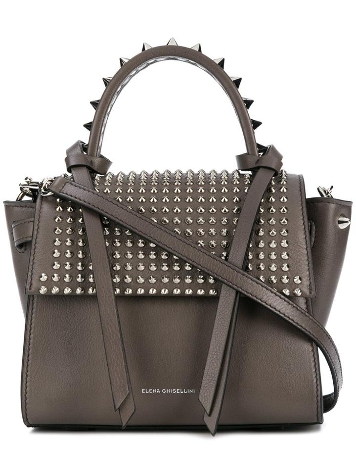 Elena Ghisellini Angel Studded Small Tote - Grey