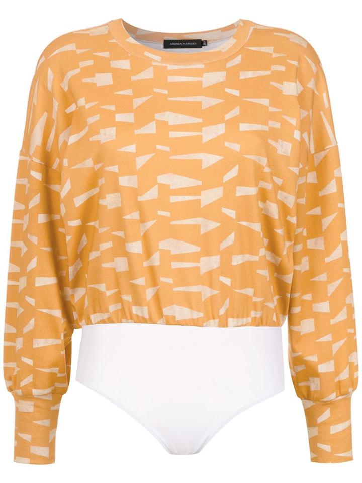 Andrea Marques Printed Cropped Top - Yellow