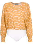 Andrea Marques Printed Cropped Top - Yellow