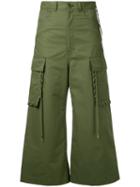 G.v.g.v. - Shoe Lace Stitch Cargo Pant Culottes - Women - Cotton/nylon - 36, Green, Cotton/nylon
