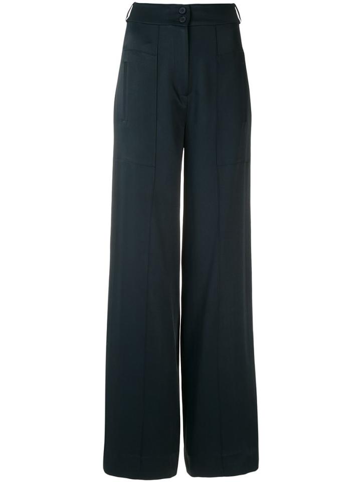 Gloria Coelho Creased Wide Leg Trousers - Blue