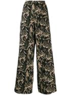 Mm6 Maison Margiela Floral Embroidered Flares - Green
