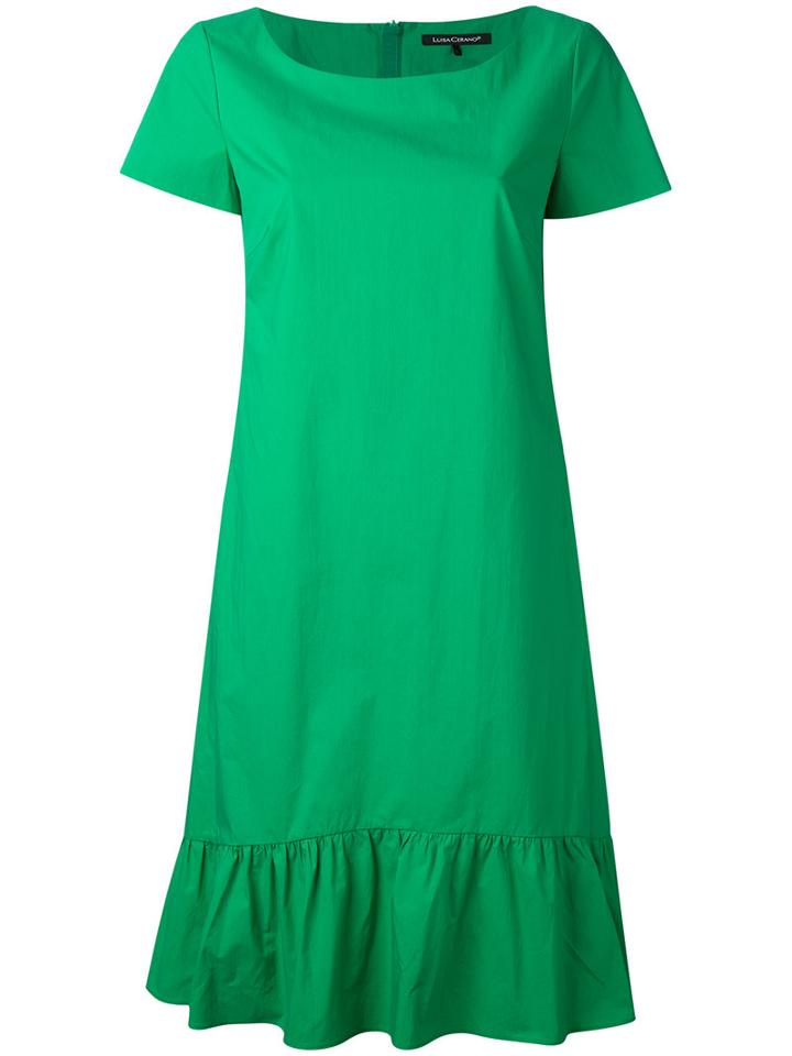 Luisa Cerano - Gathered Hem Flared Dress - Women - Cotton - 34, Green, Cotton