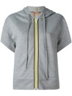 No21 - Zipped Short Sleeved Hoodie - Women - Cotton - 40, Grey, Cotton