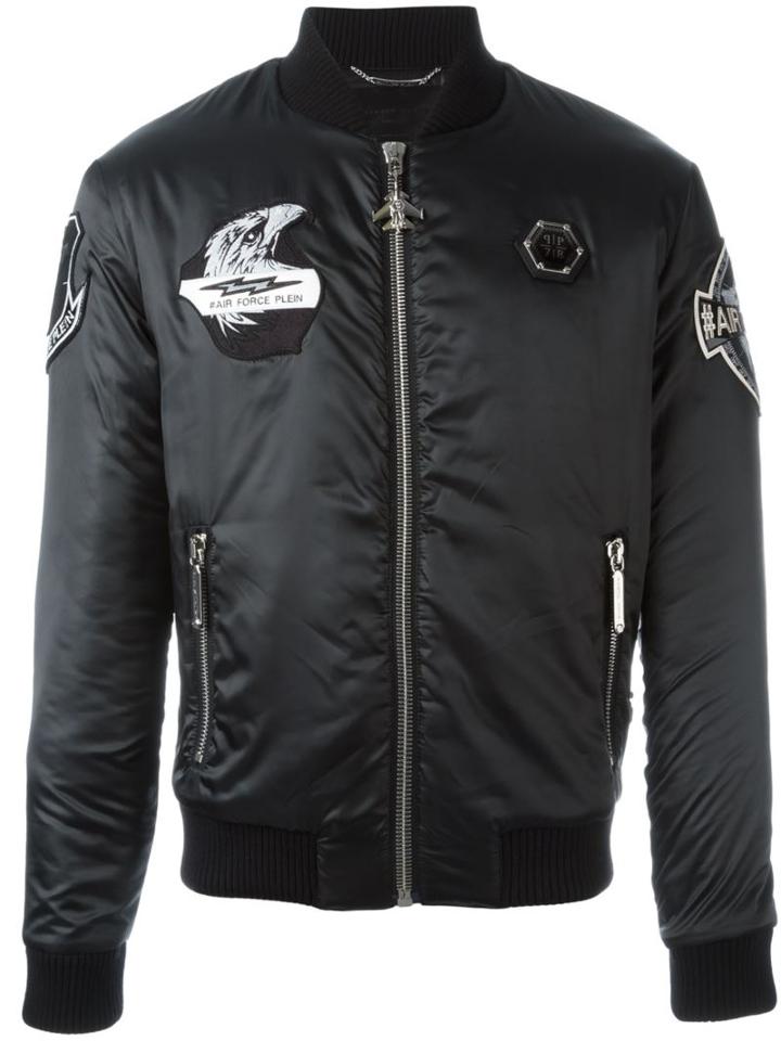 Philipp Plein 'esley' Bomber Jacket, Men's, Size: Small, Black, Acrylic/polyamide/merino