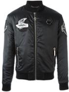 Philipp Plein 'esley' Bomber Jacket, Men's, Size: Small, Black, Acrylic/polyamide/merino