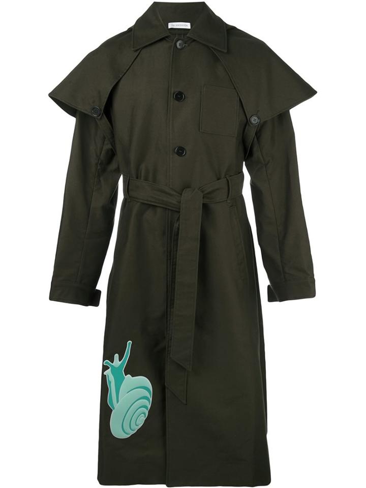 J.w.anderson Snail Patch Trench Coat, Men's, Size: 48, Green, Cotton