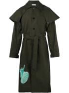 J.w.anderson Snail Patch Trench Coat, Men's, Size: 48, Green, Cotton
